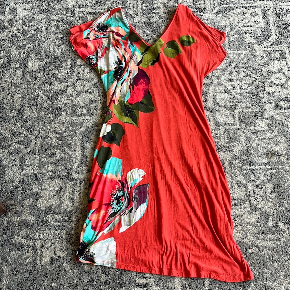 Tommy Bahama lined floral sundress with flutter sleeves